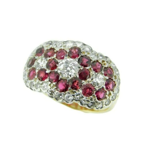 10k Yellow Gold Victorian 1.30ct Genuine Natural Diamond and Ruby Ring (#J4689)