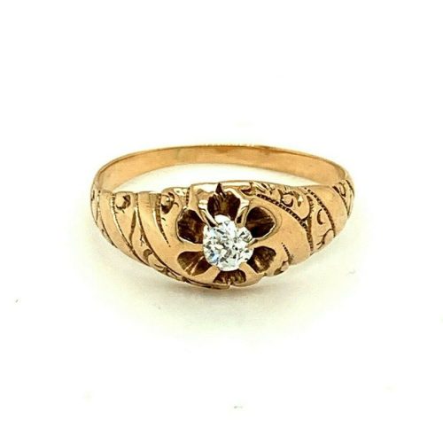 10k Yellow Gold Victorian Mine Cut Genuine Natural Diamond Ring (#J4793)