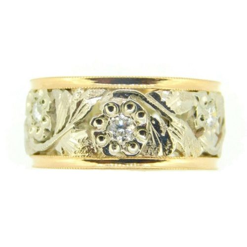 14k Gold Retro Eternity Ring Band with .20ct Genuine Natural Diamonds (#J4117)