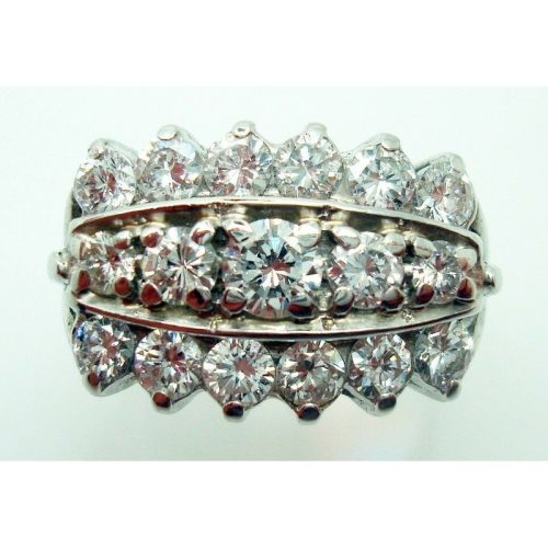 14k White Gold Wide Genuine Natural Diamond Band Ring 1.66 Carats (#J806)