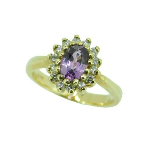 14k Yellow Gold 1.07ct Purple Genuine Natural Sapphire and Diamond Ring (#J1572)