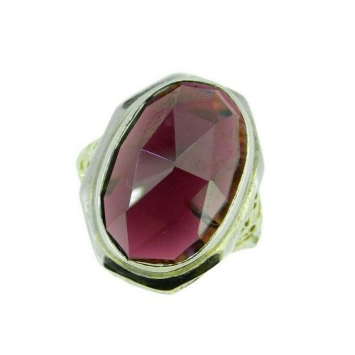Art Deco 14k Gold Huge Genuine Natural Garnet Filigree Ring (#J651)
