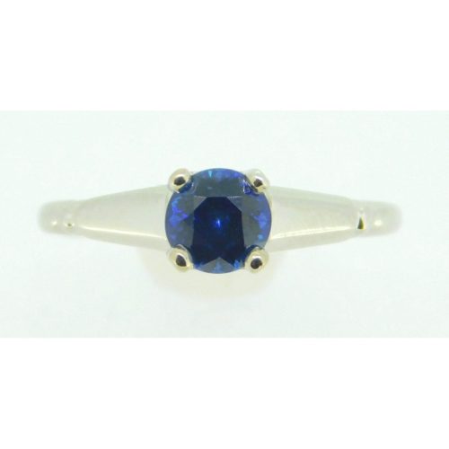Platinum .63ct Blue Genuine Natural Sapphire Solitaire Ring Size 4.5 (#J4215)