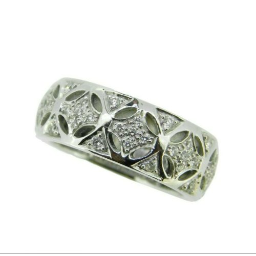 Wide 14k White Gold Genuine Natural Diamond Pierced Band 1/2cts (#J3738)