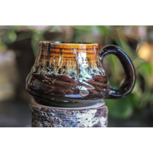 09-D Molten Rainbow Cheetah Variation Textured Mug, 19 oz.