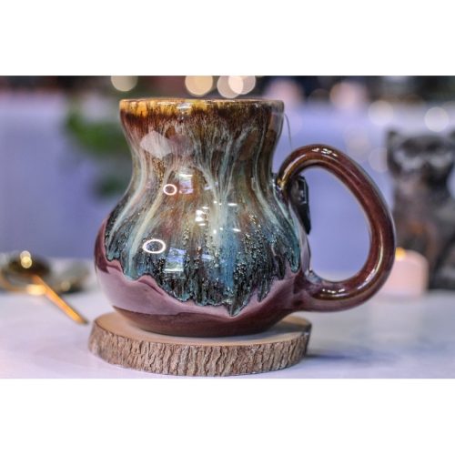 10-D Aqua Falls Notched Gourd Mug, 19 oz.