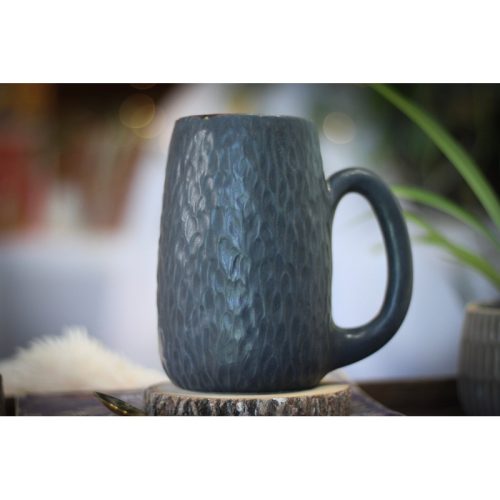 19-E Black Textured Mug, 23 oz.