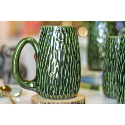 24-E Christmas Evergreen Notched Textured Mug, 22 oz. (This listing is for one mug)