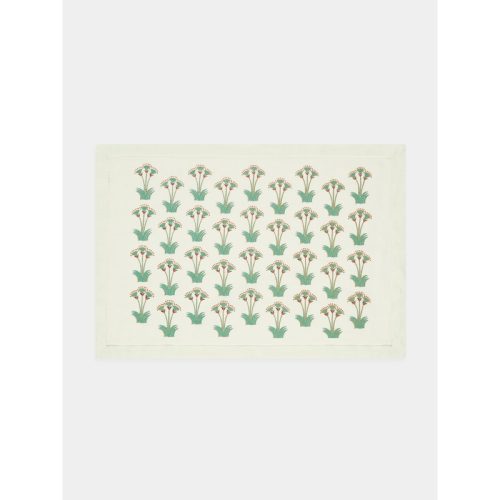 Nile Lotus Hand-Printed Linen Placemats (Set of 4)