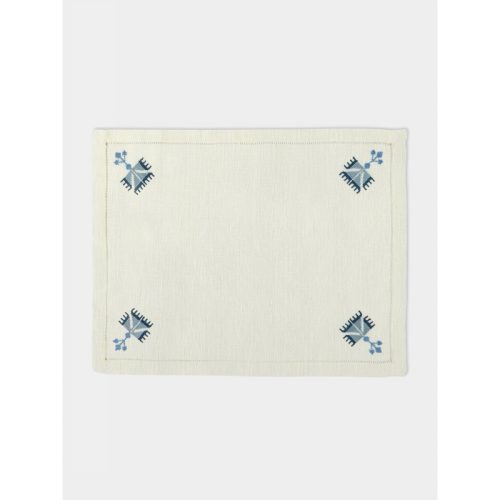 Ottoman Carnations Hand-Printed Linen Placemats (Set of 4)