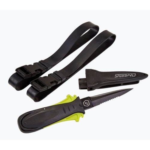New! SpearPro Ribbon Knife Teflon &  Acid Green Handle – 9cm