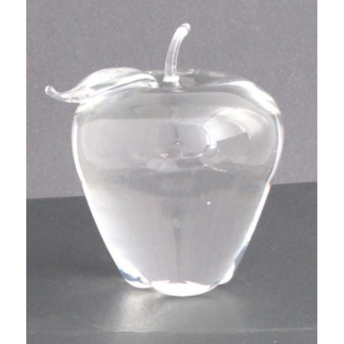 Art glass apple paperweight, crystal