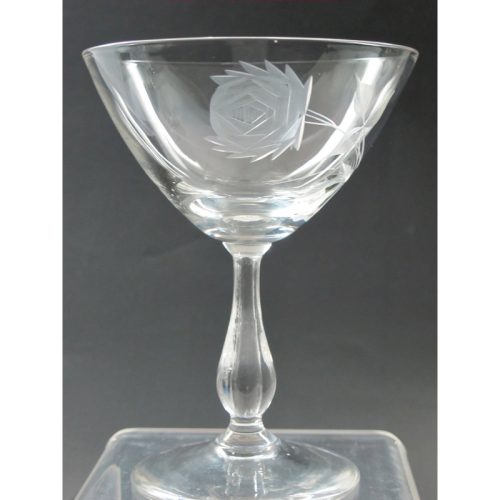 Bryce dessert glass Rose pattern Hand cut  Crystal  Made in USA Mt Pleasant PA