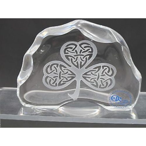 Celtic shamrock pattern paperweight, 24% lead crystal Great gift