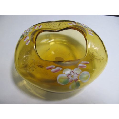 Crimped amber bowl with flowers Japan