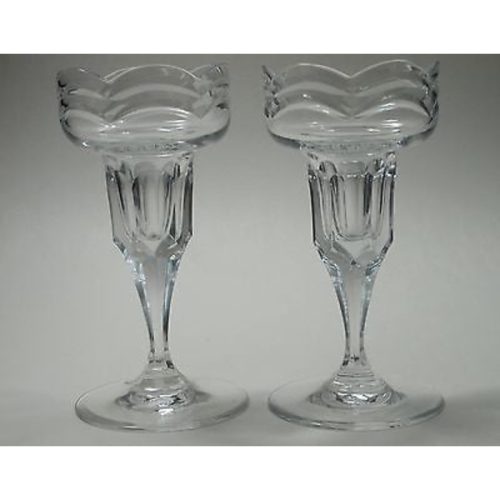 CUT GLASS pair  candle sticks