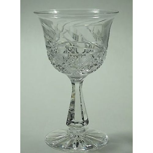 Cut glass wheel etched wine stemware bell shape glass Hand cut
