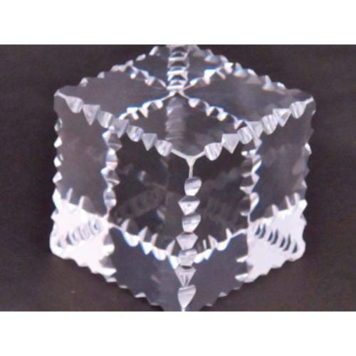 Hand Cut Glass paperweight, notched and prism, optical crystal clear