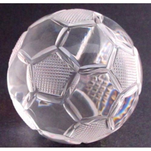 Hand Cut Glass soccer ball award customize paperweight