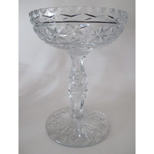Large Hand Cut Glass compote crystal 8.5 lbs