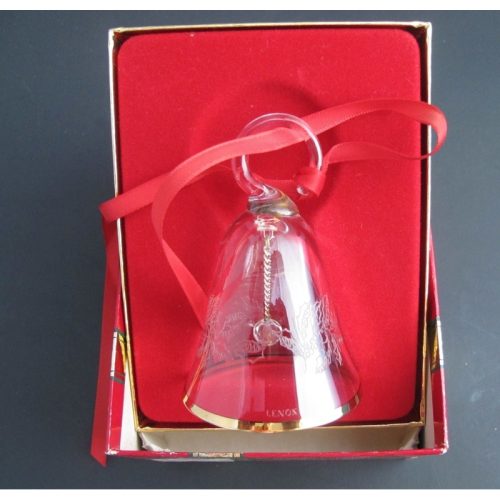 Lenox Crystal 1985 Holly  miniature bell ornament Hand blown Made in USA