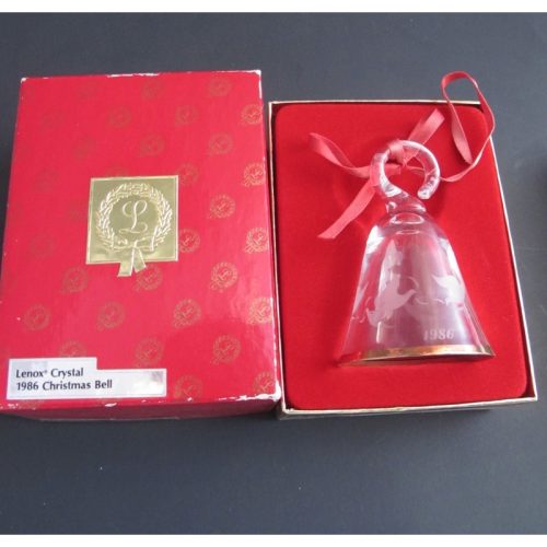 Lenox Crystal 1986 doves Tree miniature bell ornament Made in USA