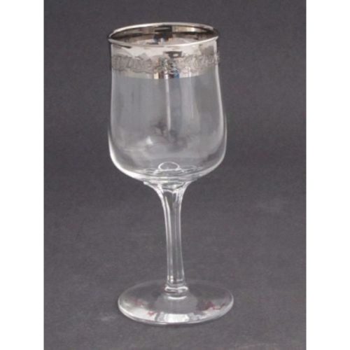 Lenox etched  wine glass .7″ platinum band Crystal  Made in USA Mt Pleasant PA