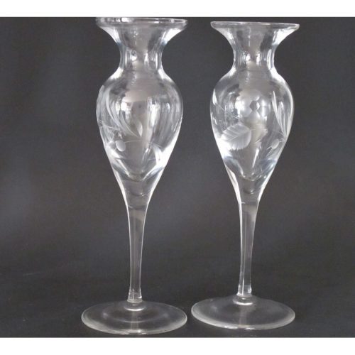 Lenox HAND Cut glass bouquet candle sticks Pair Crystal  Made in USA