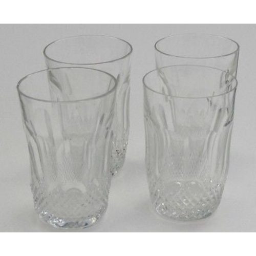 Vintage Cut Glass tumblers crosscut and facet 4 piece set