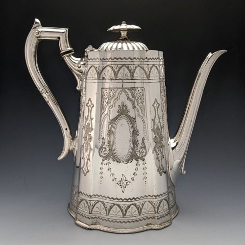 1885 British Antique Britannia Metal Coffee Server William Tyler