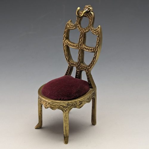 1920’s Brass Chair Pocket Watch Holder Dark Red Seat
