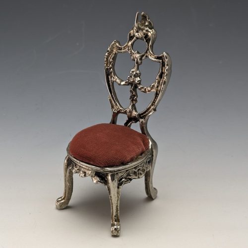1920s Brass Chair Pocket Watch Holder Red Seat