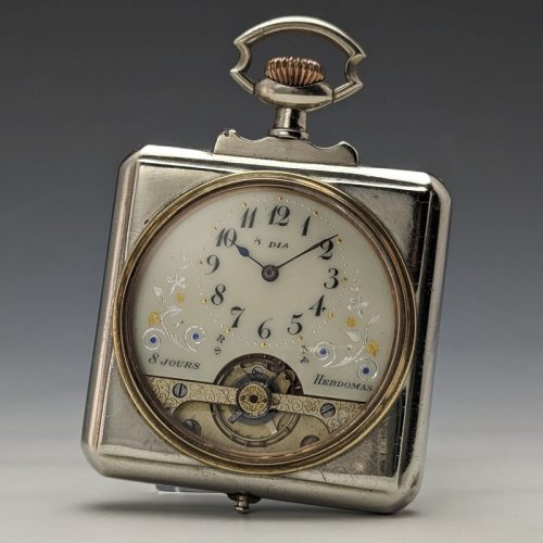 Antique Hebdomas 8 day pocket watch square case in good working order