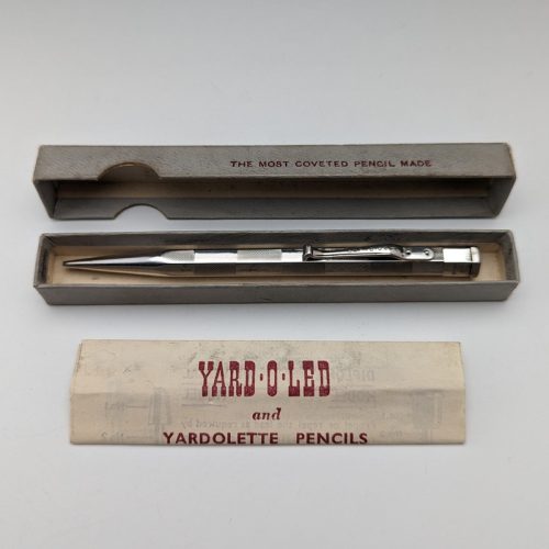 British Vintage Yard O’ Red Rhodium Plated Hexagon Propelled Pencil in Paper Box