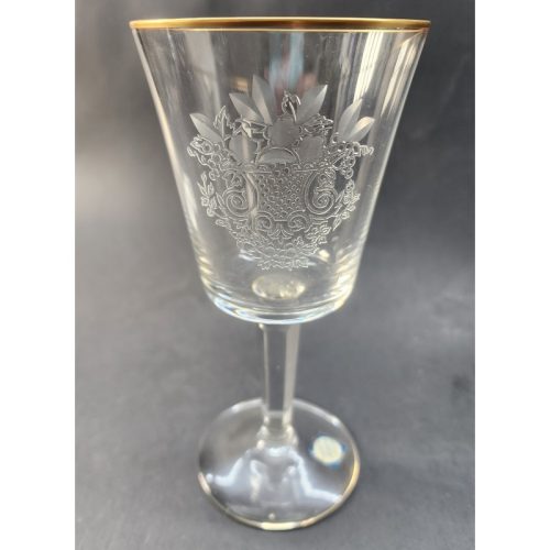 Bryce gold Goblet glass Autumn pattern Hand cut  Crystal  Made in USA Mt Pleasant PA