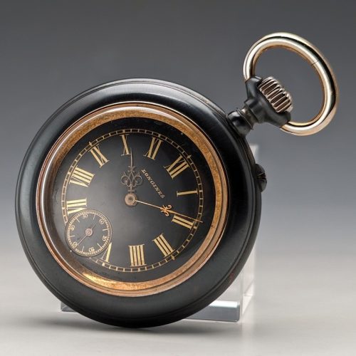 Circa 1890 Antique Longines pocket watch gunmetal case in good working order