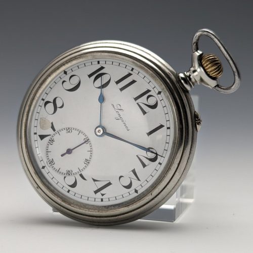 Circa 1912 Antique Longines Pocket Watch Railway Clock Cal18.49 Good working condition