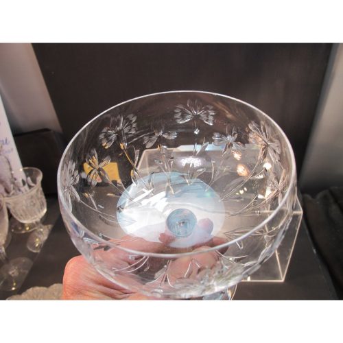 Cut glass dessert stemware Hand cut vintage Lilly