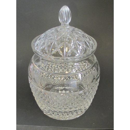 Hand Cut glass cookie jar with lid