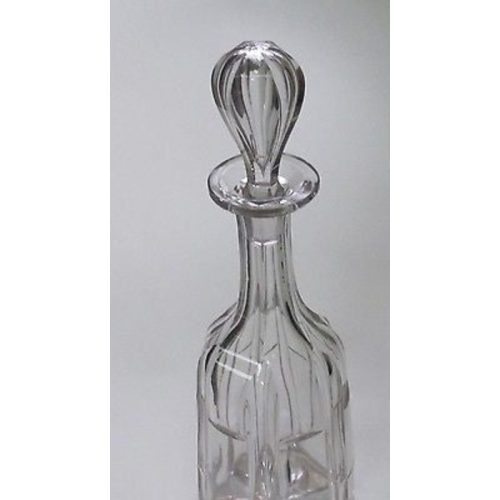 Hand Cut glass  decanter fluting and miter cut antique