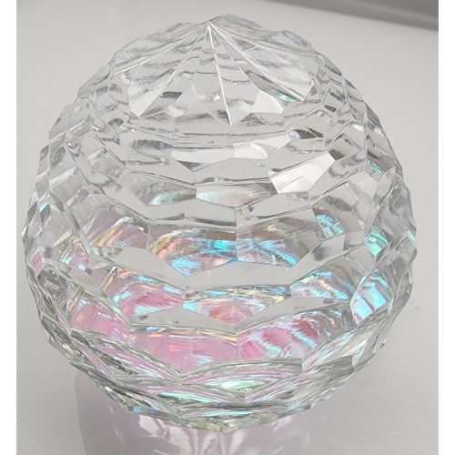 Hand cut glass honeycomb  paperweight, 32% lead crystal Signed