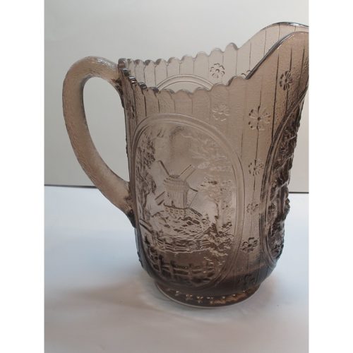 L.E Smith Glass brown windmill pitcher auction