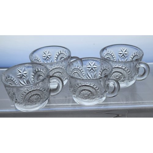 L E Smith Glass bussstar punch cup set of 4 pieces a Auction