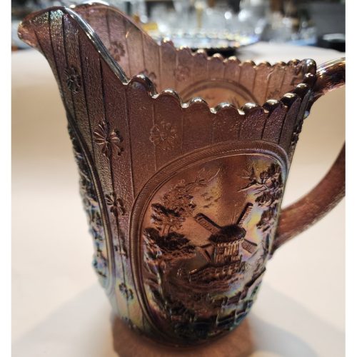 L.E Smith Glass carnival windmill pitcher