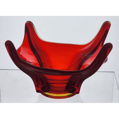 LE Smith glass Red free-form square bowl