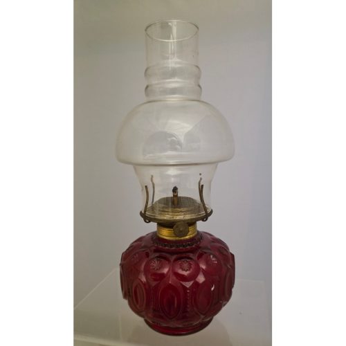LE Smith glass ruby moon and stars candle holder