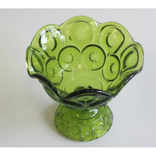 Moon and star green Glass footed dish
