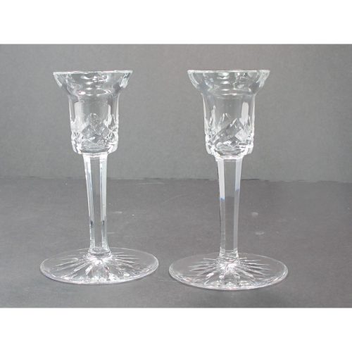 Signed Waterford CUT GLASS pair candle sticks