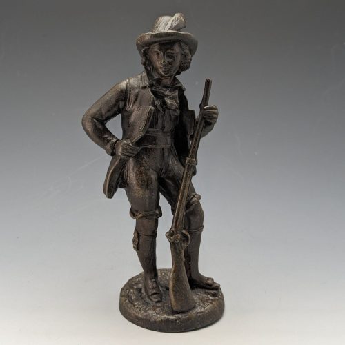 vintage bronze man with gun figurine