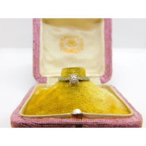 9ct White Gold & 0.15ct Diamond Set Solitaire Ring Vintage c1990 Birmingham